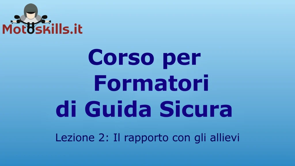 Cover lezione per istruttori di guida sicura moto