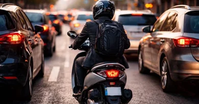 Scooterista nel traffico urbano. Immagine da AI